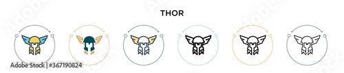 Thor icon in filled, thin line, outline and stroke style. Vector illustration of two colored and black thor vector icons designs can be used for mobile, ui, web
