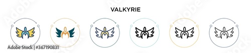 Valkyrie icon in filled, thin line, outline and stroke style. Vector illustration of two colored and black valkyrie vector icons designs can be used for mobile, ui, web