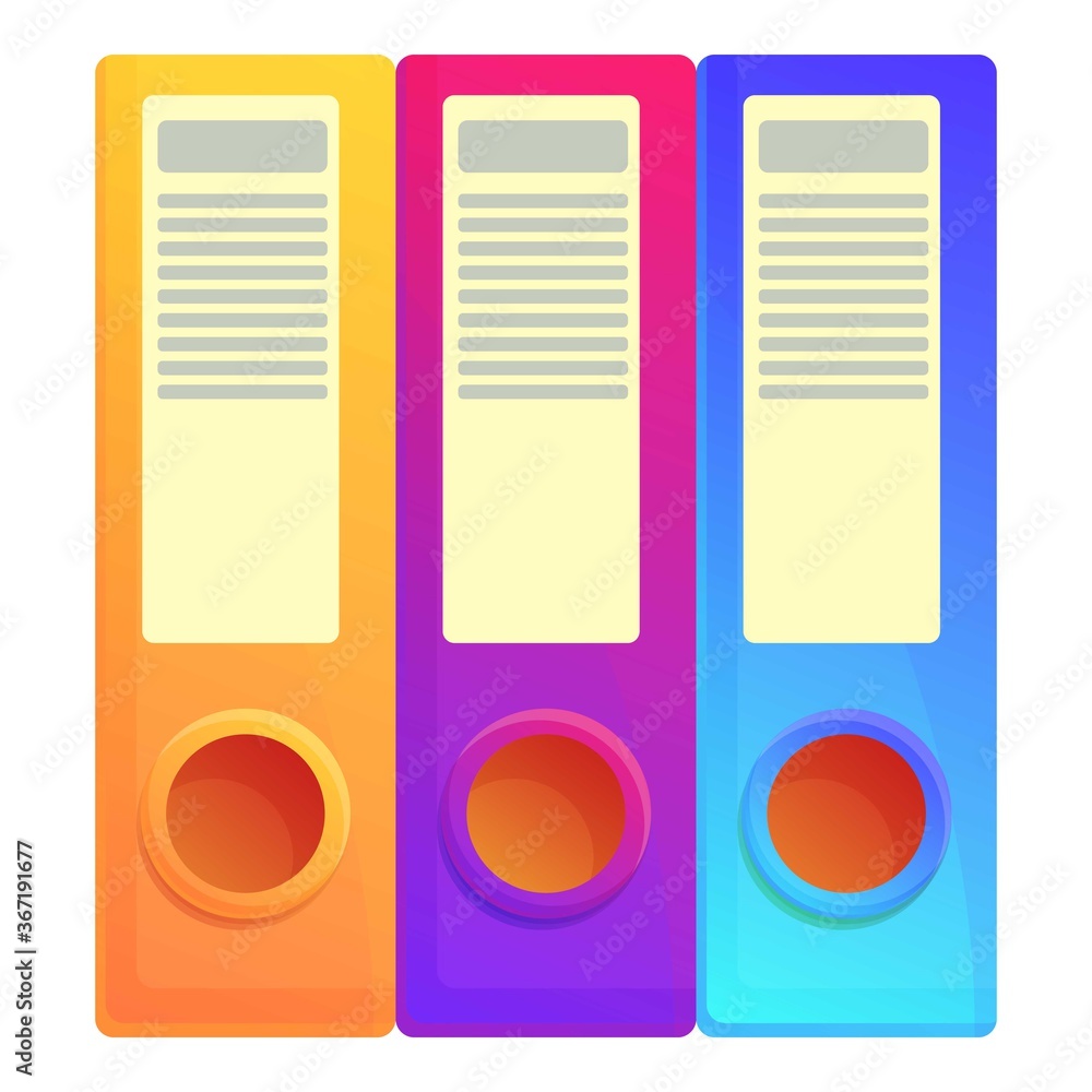 Office work folders icon. Cartoon of office work folders vector icon for web design isolated on white background Office work folders icon. Cartoon of office work folders vector icon for web design isolated on white background