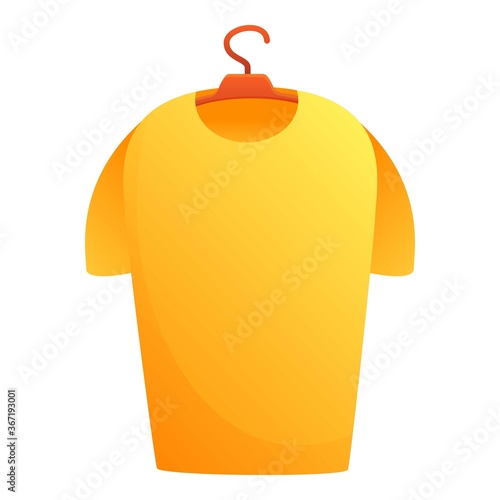 Dressing room tshirt on hanger icon. Cartoon of dressing room tshirt on hanger vector icon for web design isolated on white background