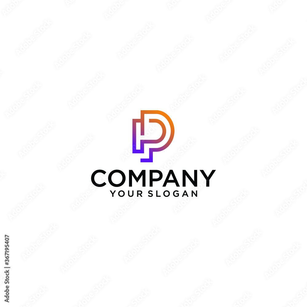 Trendy modern stylish connected attractive geometric gradations and white PP P initial letters icon logo icon.