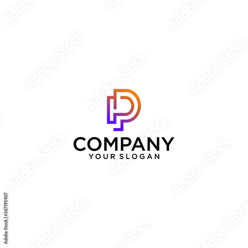 Trendy modern stylish connected attractive geometric gradations and white PP P initial letters icon logo icon.