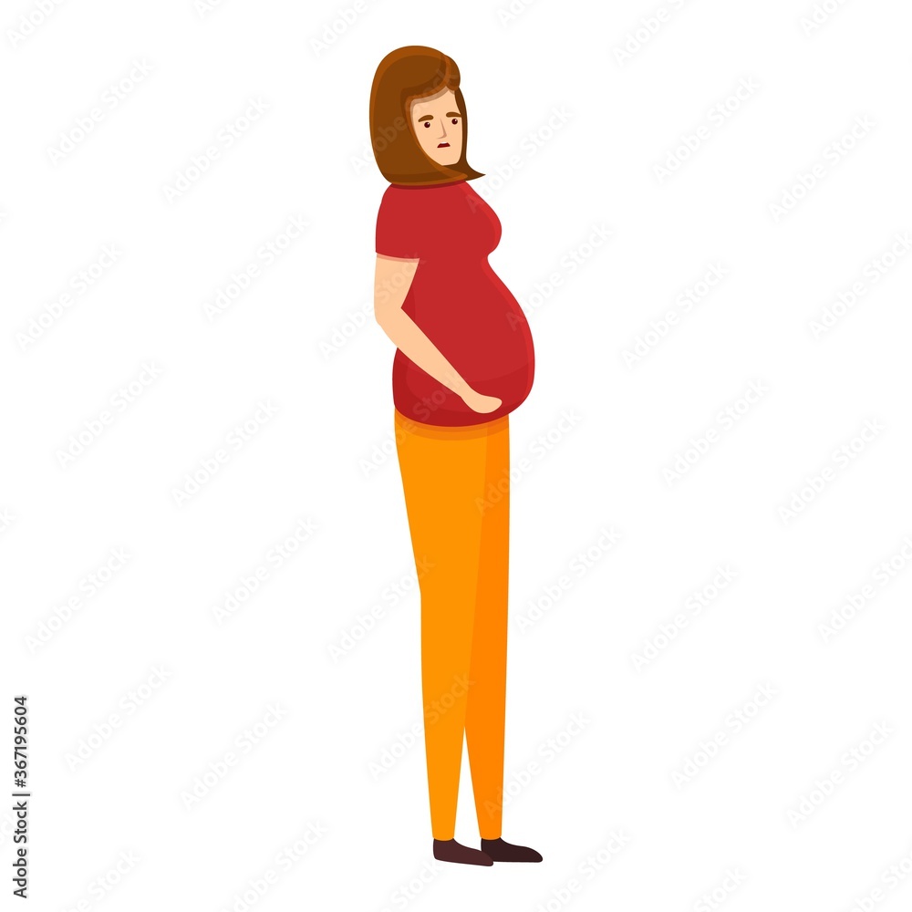 Pregnant teen girl icon. Cartoon of pregnant teen girl vector icon for web design isolated on white background Pregnant teen girl icon. Cartoon of pregnant teen girl vector icon for web design isolated on white background