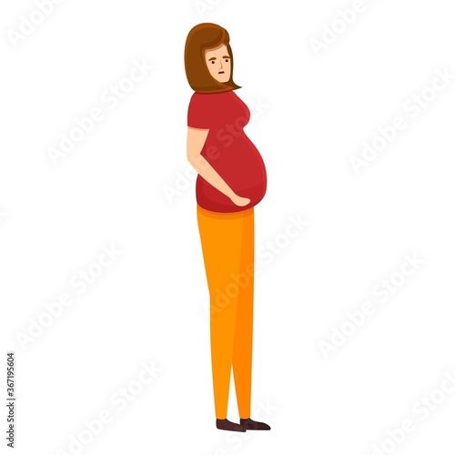 Pregnant teen girl icon. Cartoon of pregnant teen girl vector icon for web design isolated on white background