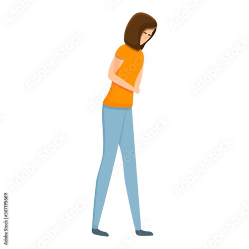 Unhappy girl icon. Cartoon of unhappy girl vector icon for web design isolated on white background