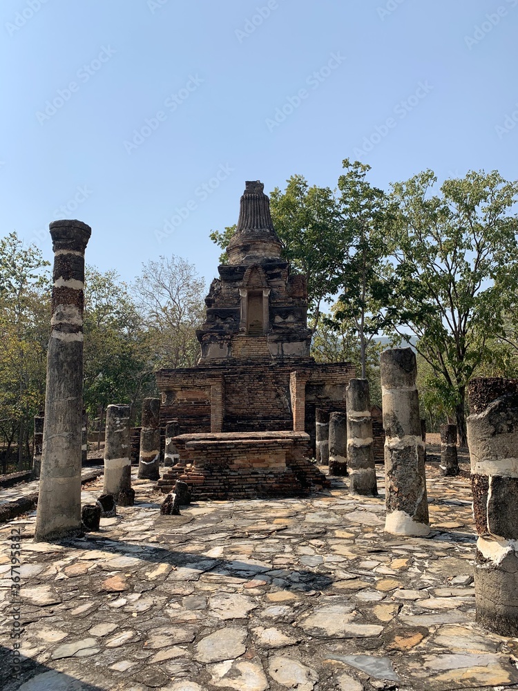 Temple en ruine à Sukhothaï, Thaïlande	