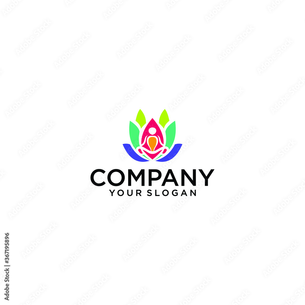Yoga Lotus pose flower Logo design vector template. Health Beauty SPA Logotype concept icon. Yoga Lotus pose flower Logo design vector template. Health Beauty SPA Logotype concept icon.