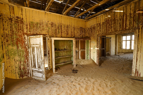 Drifting sand is slowly reclaiming old buildings in the abandoned mining town of Kolmannskuppe  Kolmanskop   Namibia