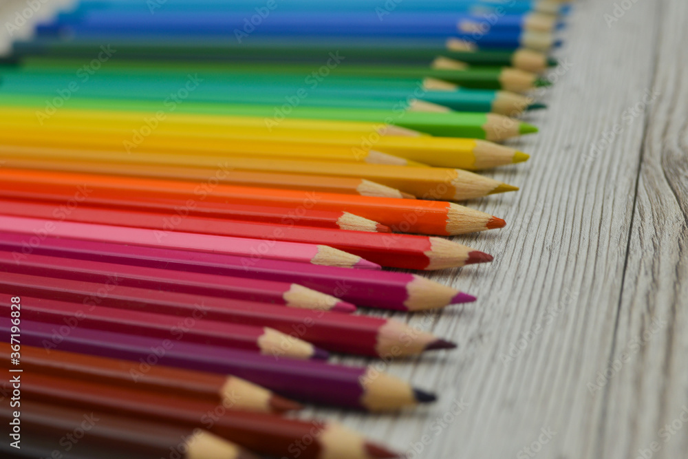 Close up macro shot of Colorful pencils rainbow Close up macro shot of Colorful pencils rainbow