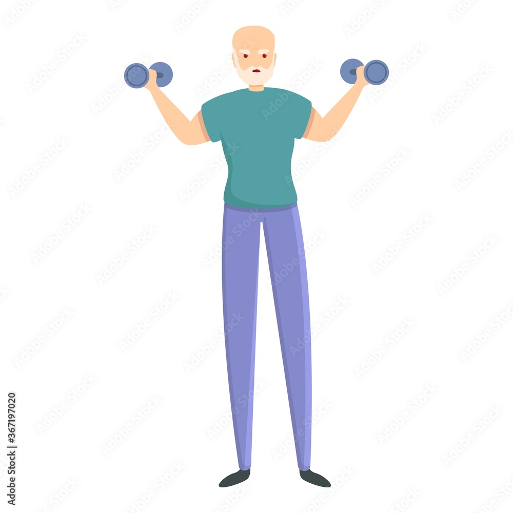 Grandpa exercise icon. Cartoon of grandpa exercise vector icon for web design isolated on white background Grandpa exercise icon. Cartoon of grandpa exercise vector icon for web design isolated on white background