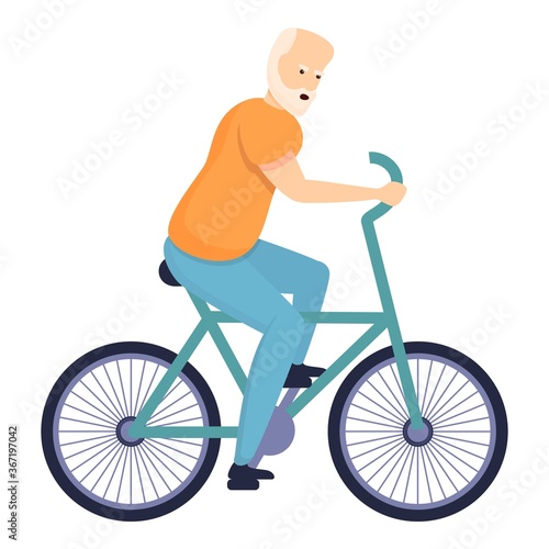 Bicycle senior man icon. Cartoon of bicycle senior man vector icon for web design isolated on white background