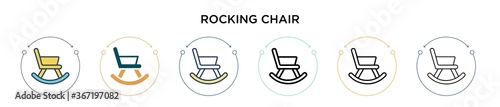 Rocking chair icon in filled, thin line, outline and stroke style. Vector illustration of two colored and black rocking chair vector icons designs can be used for mobile, ui, web