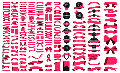 Beautiful Ribbons, Tags and Bows Collection Set Vector Design Eps 10