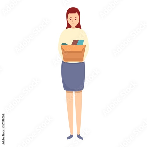 Sad jobless girl icon. Cartoon of sad jobless girl vector icon for web design isolated on white background