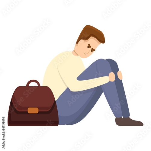 Depressed jobless man icon. Cartoon of depressed jobless man vector icon for web design isolated on white background