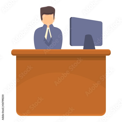 Fired office worker icon. Cartoon of fired office worker vector icon for web design isolated on white background