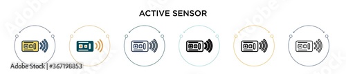 Active sensor icon in filled, thin line, outline and stroke style. Vector illustration of two colored and black active sensor vector icons designs can be used for mobile, ui, web