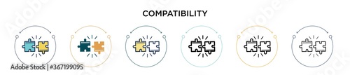 Compatibility icon in filled, thin line, outline and stroke style. Vector illustration of two colored and black compatibility vector icons designs can be used for mobile, ui, web