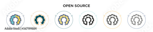 Open source icon in filled, thin line, outline and stroke style. Vector illustration of two colored and black open source vector icons designs can be used for mobile, ui, web