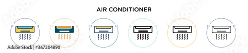 Air conditioner icon in filled, thin line, outline and stroke style. Vector illustration of two colored and black air conditioner vector icons designs can be used for mobile, ui, web