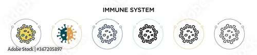 Immune system icon in filled, thin line, outline and stroke style. Vector illustration of two colored and black immune system vector icons designs can be used for mobile, ui, web