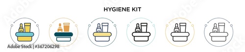 Hygiene kit icon in filled, thin line, outline and stroke style. Vector illustration of two colored and black hygiene kit vector icons designs can be used for mobile, ui, web