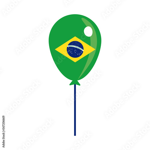 brazil flag in balloon helium flat style icon