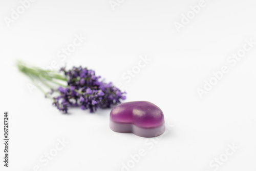 levander soap and white background