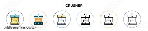 Crusher icon in filled, thin line, outline and stroke style. Vector illustration of two colored and black crusher vector icons designs can be used for mobile, ui, web