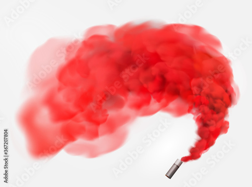 Color red festive smoke bomb.Football fans torch firework. isolated fog or smoke, transparent special effect. Bright magic cloud.Vector element for your design.
