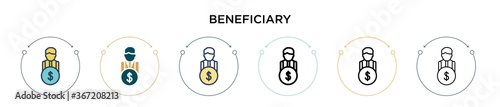 Beneficiary icon in filled, thin line, outline and stroke style. Vector illustration of two colored and black beneficiary vector icons designs can be used for mobile, ui, web