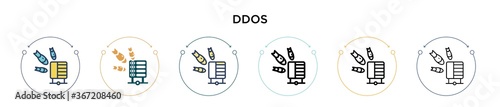 Ddos icon in filled, thin line, outline and stroke style. Vector illustration of two colored and black ddos vector icons designs can be used for mobile, ui, web