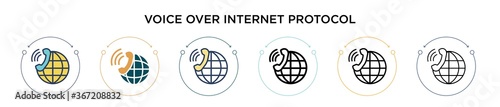Voice over internet protocol icon in filled, thin line, outline and stroke style. Vector illustration of two colored and black voice over internet protocol vector icons designs can be used for mobile,