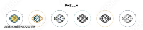 Paella icon in filled, thin line, outline and stroke style. Vector illustration of two colored and black paella vector icons designs can be used for mobile, ui, web photo