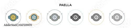 Paella icon in filled, thin line, outline and stroke style. Vector illustration of two colored and black paella vector icons designs can be used for mobile, ui, web