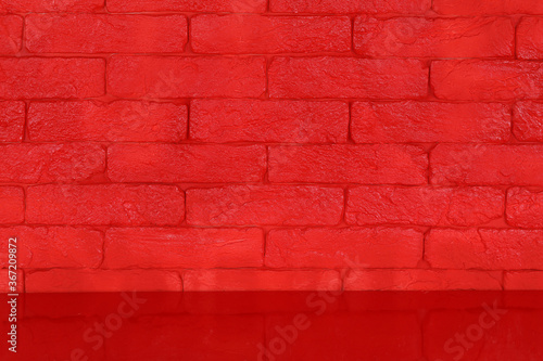 red floor, red brick wall background © serikbaib