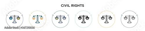 Civil rights icon in filled, thin line, outline and stroke style. Vector illustration of two colored and black civil rights vector icons designs can be used for mobile, ui, web