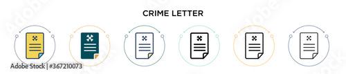 Crime letter icon in filled, thin line, outline and stroke style. Vector illustration of two colored and black crime letter vector icons designs can be used for mobile, ui, web