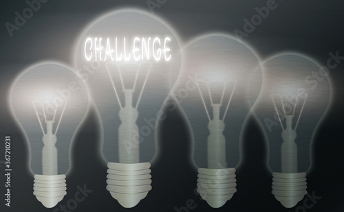 Fotografie Text sign showing Challenge