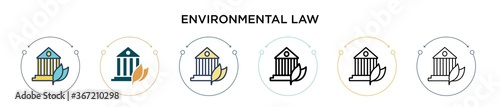 Environmental law icon in filled, thin line, outline and stroke style. Vector illustration of two colored and black environmental law vector icons designs can be used for mobile, ui, web