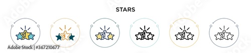 Stars icon in filled, thin line, outline and stroke style. Vector illustration of two colored and black stars vector icons designs can be used for mobile, ui, web photo