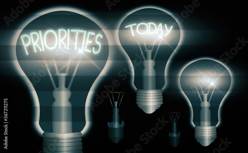 Tableau sur toile Text sign showing Priorities