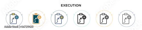 Execution icon in filled, thin line, outline and stroke style. Vector illustration of two colored and black execution vector icons designs can be used for mobile, ui, web