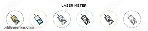 Laser meter icon in filled, thin line, outline and stroke style. Vector illustration of two colored and black laser meter vector icons designs can be used for mobile, ui, web