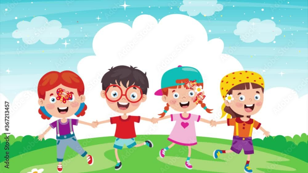 Animation Of Happy Little Children Having Fun Animation Of Happy Little Children Having Fun