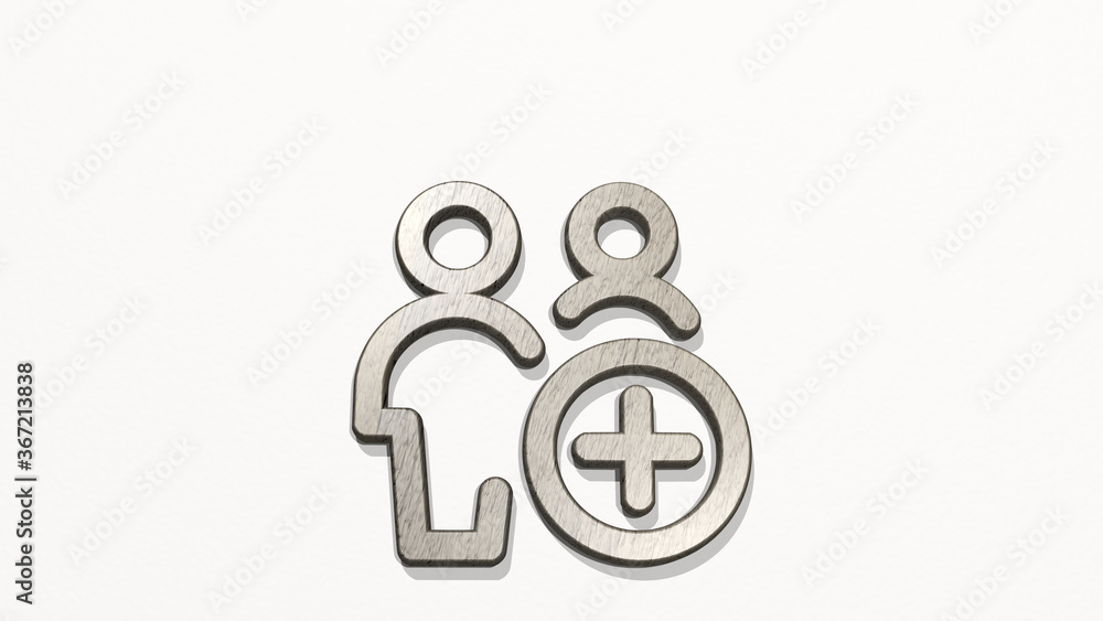 MULTIPLE ACTIONS ADD on the wall. 3D illustration of metallic sculpture over a white background with mild texture. abstract and blue MULTIPLE ACTIONS ADD on the wall. 3D illustration of metallic sculpture over a white background with mild texture. abstract and blue