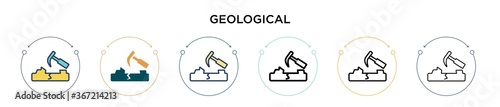 Geological icon in filled, thin line, outline and stroke style. Vector illustration of two colored and black geological vector icons designs can be used for mobile, ui, web