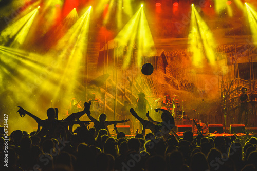 METALDAYS, Tolmin, Slovenia - July 26th 2019: Fan enjoying concert of his favorite band and crowd-surfing photo