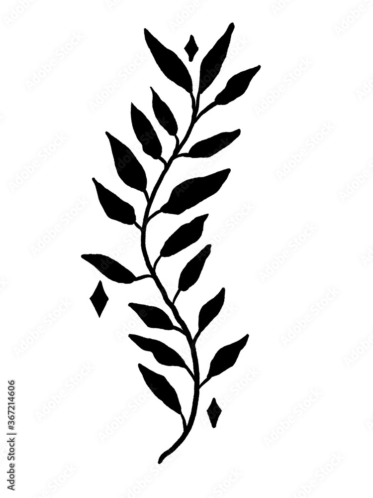 Foliage decorative black element on the white isolated background. Clipart illustration. Foliage decorative black element on the white isolated background. Clipart illustration.