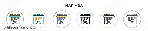 Marimba icon in filled, thin line, outline and stroke style. Vector illustration of two colored and black marimba vector icons designs can be used for mobile, ui, web